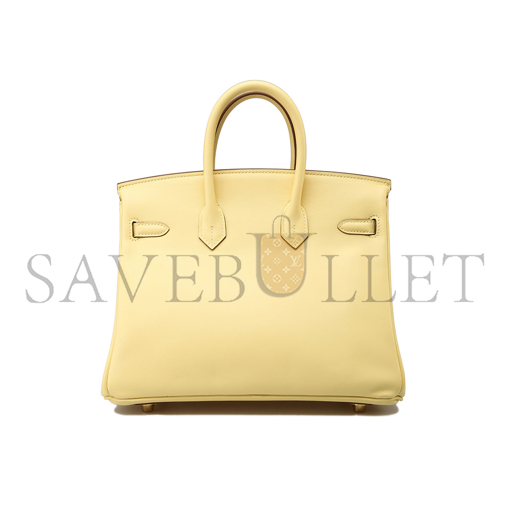 H**mes master birkin 25 swift leather goose egg yellow gold buckle bag h049362ck07 (25*20*13cm)